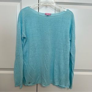 EUC Lilly Pulitzer Linen Boatneck Sweater Size M Light Blue